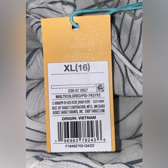 KONA SOL tiered maxi striped dress adjustable spaghetti straps beach NEW size XL - Picture 10 of 12